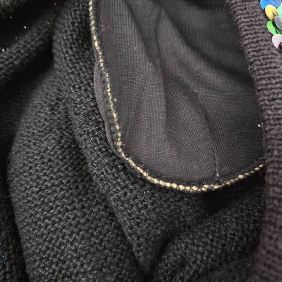 🔥Michelle Stuart Rainbow Sequins Stripe 80's Vintage Black Tunic Knit Dress - Picture 5 of 5
